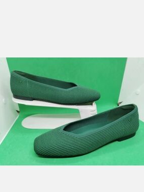 VIVAIA Margot Ballet Flats Square Toe Grass Green Women's Shoes Size 41.5 US 10